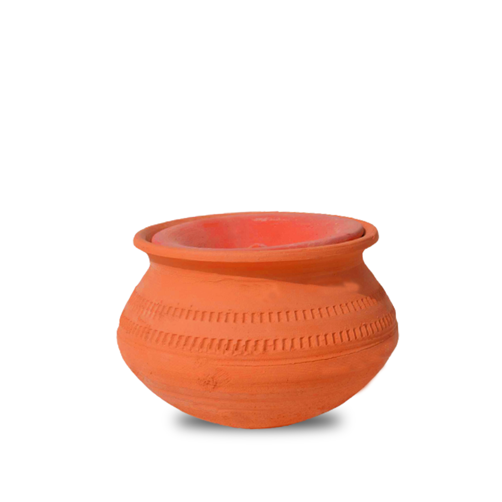 Unglazed Clay Pot for Cooking & Serving With Lid/ Earthen 