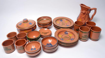Clay Handi Traditional Clay Dinner Set, for 4 Person Serving, Brown Glazed, Dinner Pots